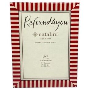 Natalini - ‘Red Stripes’ wooden picture frame. 5“ x 7“.  NWT. Firm! No offers!
